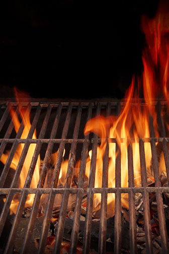 hot bbq grill and burning fire